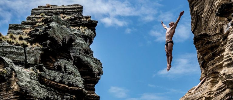 Cliff diving returns to its roots on a tiny volcanic island in the mid-Atlantic